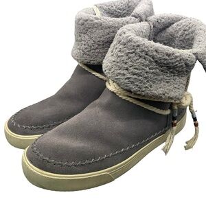 Toms Vista Waterproof Suede Leather‎ Faux Fur Lace Up Boots Size 9